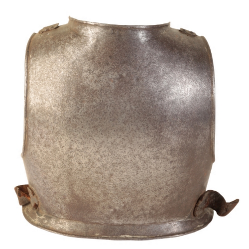 503 - A 17TH CENTURY STYLE ARMOUR BACKPLATE formed in one piece with a shallow neck opening and outward fl... 