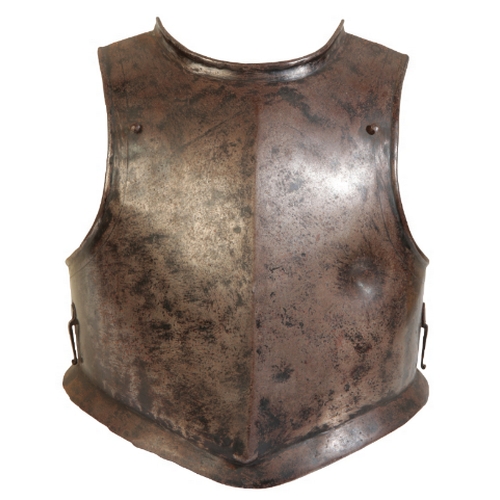 506 - A 17TH CENTURY ENGLISH CIVIL WAR ARMOURED BREAST PLATE formed at its outward flange with plain sligh... 