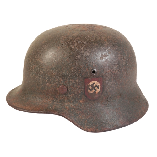 508 - A WWII GERMAN SS HELMET with double decal and original leather lining.