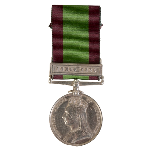 7 - AFGHANISTAN MEDAL 1878-1880 with 'Ahmed Khel' clasp, attributed to Sowar Sultan Sing, 2nd Punjab Cav... 