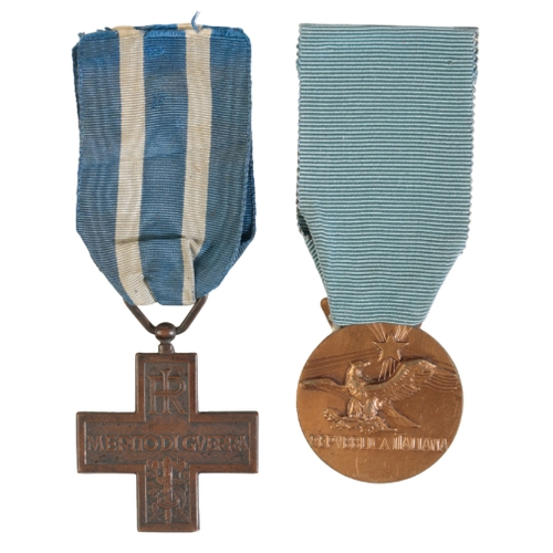 84 - ITALY, REPUBLIC. TWO MILITARY AWARDS Italy. Cross for War Merit (Croce al Merito di Guerra), Republi... 