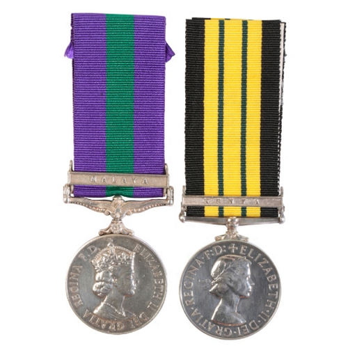 93 - TWO CAMPAIGN MEDALS EII GSM Malaya 5057653 Jnr Tech T.B.R. Harper RAF; EII Africa General Service Me... 