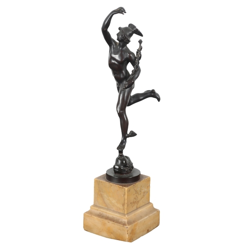 111 - AFTER GIAMBOLOGNA (1529-1608) A PATINATED BRONZE MODEL OF MERCURY late 19th/early 20th century, depi... 