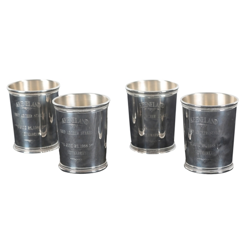 126 - HORSE RACING INTEREST: A PRESENTATION SET OF FOUR AMERICAN STERLING SILVER CUPS by Mark J. Scearce, ... 