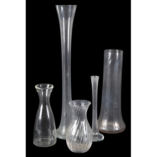 130 - A GROUP OF EIGHT GLASS VASES the tallest 61cm high, the shortest 21cm high (8)