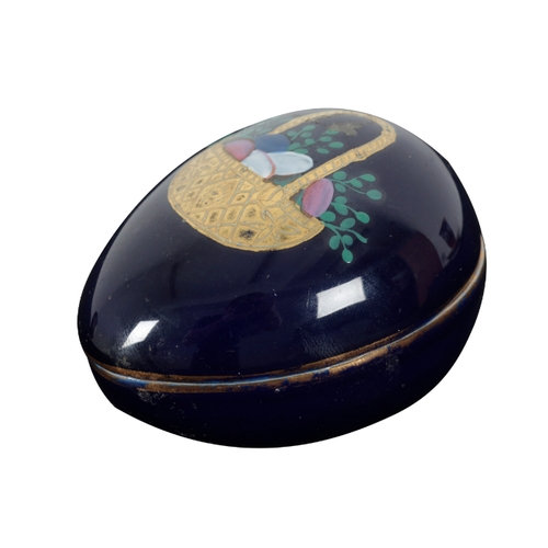 133 - A LATE 19TH CENTURY KPM PORCELAIN EGG SHAPED TRINKET BOX of Art Nouveau style, the lid with pate sur... 