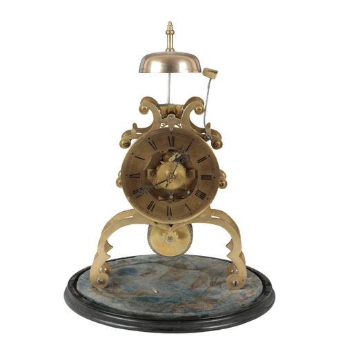 155 - A VICTORIAN BRASS SKELETON CLOCK the chapter ring with Roman numerals to the single train fusee move... 