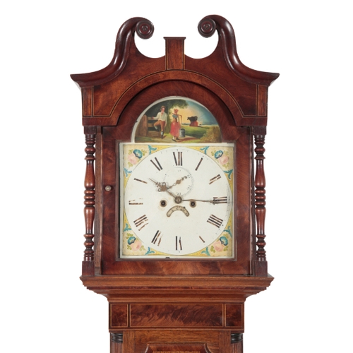 157 - A VICTORIAN  OAK AND MAHOGANY CROSS-BANDED LONGCASE CLOCK with eight day, two train, five pillar mov... 