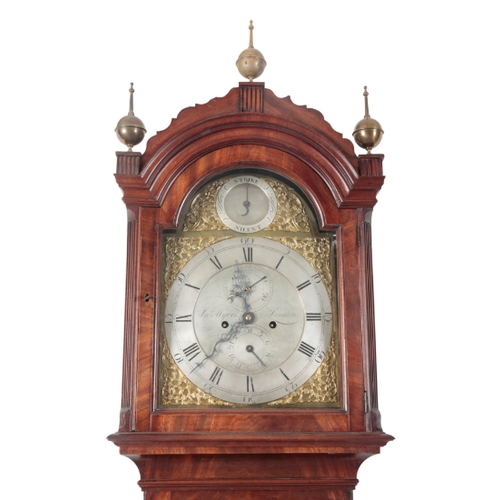 161 - A GEORGE III MAHOGANY LONGCASE CLOCK BY JOHN MYERS, LONDON late 18th century, with an eight day, two... 