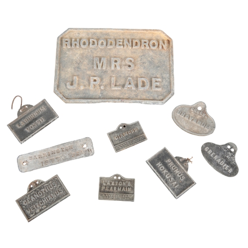 49 - A GROUP OF FIFTEEN METAL PLANT LABELS late 19th and early 20th century, including a square label for... 