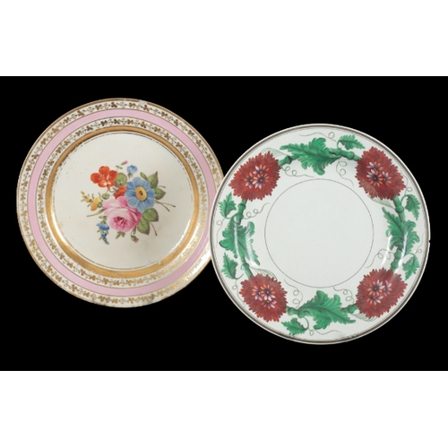 86 - TWO SEVRES PORCELAIN PLATES both decorated with floral sprigs and blue and gilt banding, 24cm wide, ... 