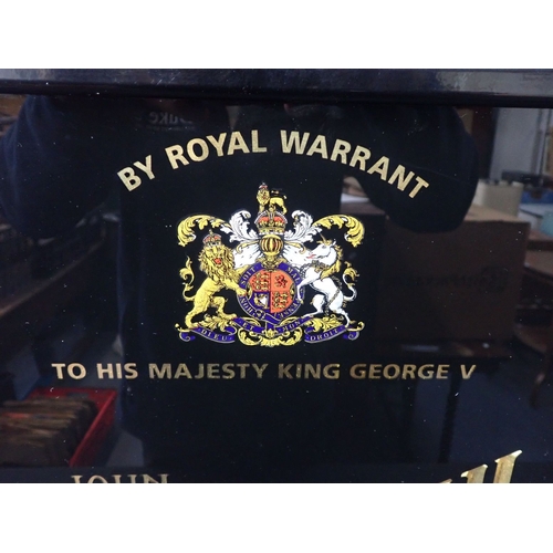 15 - A JOHN DEVENISH GLASS SIGN 'By Royal Warrant to His Majesty King George V' 68.5 x 40.5cm, with attac... 