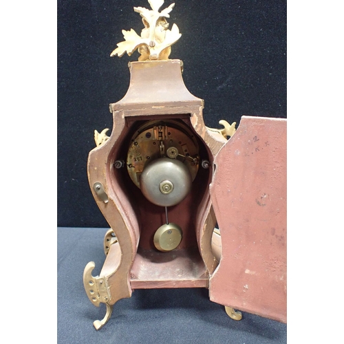 215 - A FRENCH RICHARD & CIE LOUIS XV STYLE CLOCK, WITH PAINTED CASE and ormolu mounts, striking on a bell... 