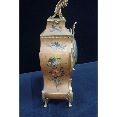 215 - A FRENCH RICHARD & CIE LOUIS XV STYLE CLOCK, WITH PAINTED CASE and ormolu mounts, striking on a bell... 