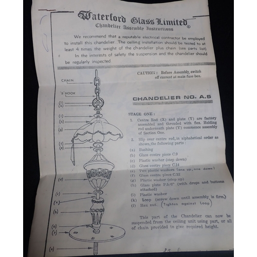 228 - A WATERFORD GLASS CHANDELIER No.A5, with assembly instructions (for restoration; one broken branch)