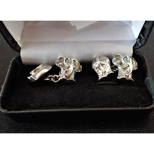 459 - TWO PAIRS OF MAPPIN & WEBB STERLING SILVER CUFFLINKS Rhino and Cheeta with a pair of Links of London... 