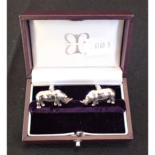 459 - TWO PAIRS OF MAPPIN & WEBB STERLING SILVER CUFFLINKS Rhino and Cheeta with a pair of Links of London... 