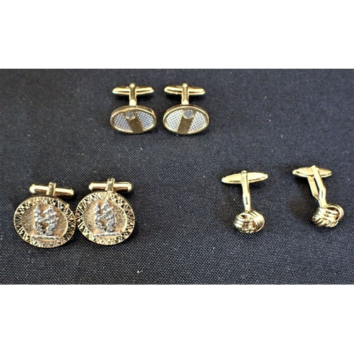 460 - DUNHILL: A PAIR OF KNOT GOLD PLATED CUFFLINKS with another pair of Dunhill gold plated cufflinks and... 