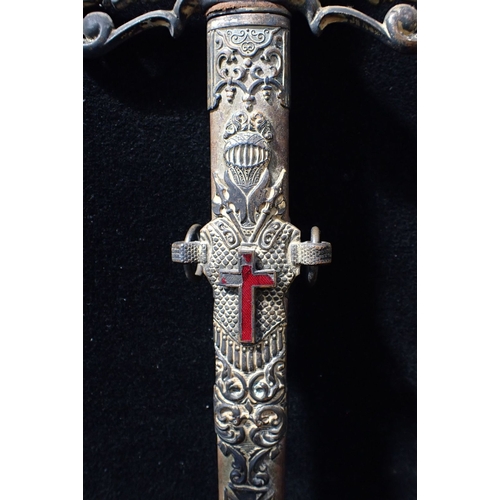 523 - A REPLICA CRUSADER SWORD 19th century, made by W C Lilley & Co, Columbus, Ohio, with ornamental blad... 