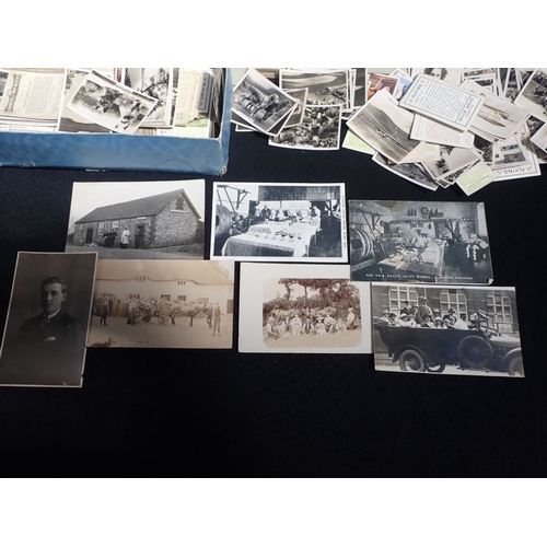 556 - EDWARDIAN POSTCARDS; AXE VALE DEVON DAIRY (3) and a few others, char-a-banc outing, with a small col... 