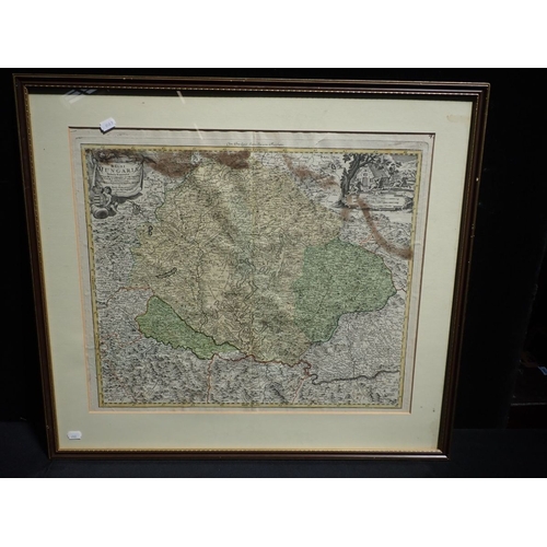 606 - REGNI HUNGARIAE, ENGRAVED MAP OF HUNGARY Archetypo Mulleriano, hand coloured, 76 x 68cms