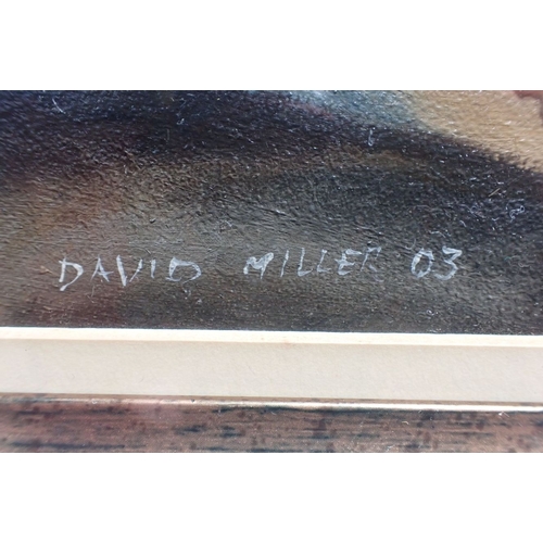 701 - DAVID MILLER: OTTER ON THE SHORE oil on board (?) (glazed), dated '03 and signed, 41 x 61cm plus fra... 