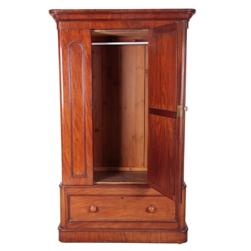 746 - A VICTORIAN MAHOGANY WARDROBE 19th century, with mirrored door opening to an interior fitted with a ... 