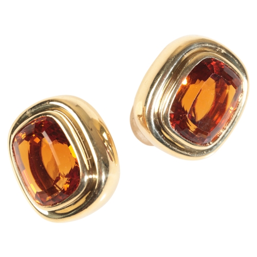 3 - PALOMA PICASSO FOR TIFFANY: A PAIR OF 18CT GOLD CITRINE EARRINGS with clip backs, each earring inscr... 