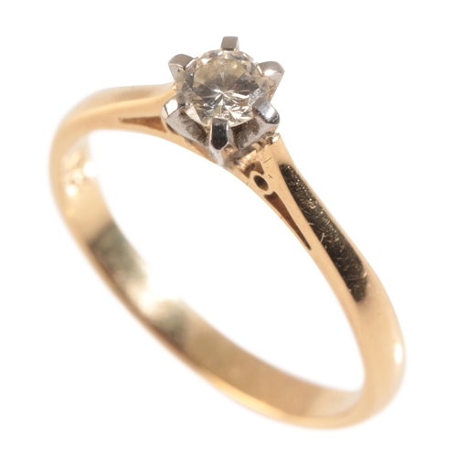 30 - A SOLITAIRE DIAMOND RING set in 18ct yellow gold six-claw setting, the brilliant-cut diamond estimat... 