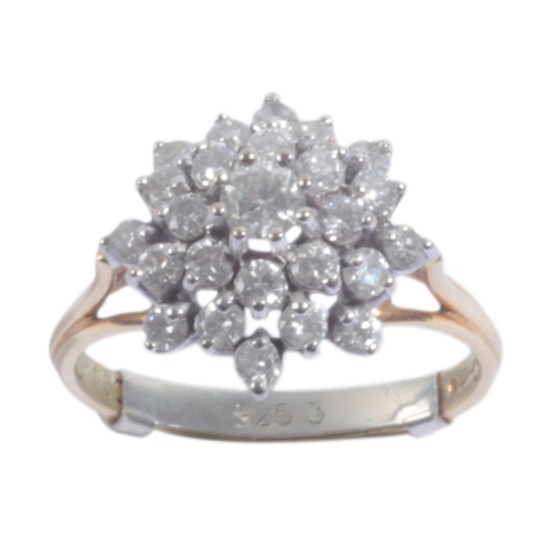 41 - AN 18CT GOLD AND DIAMOND CLUSTER RING approx. combined 0.4ct, the shank now with silver internal siz... 