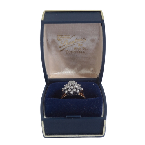 41 - AN 18CT GOLD AND DIAMOND CLUSTER RING approx. combined 0.4ct, the shank now with silver internal siz... 