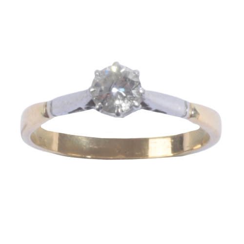 48 - AN 18CT GOLD AND DIAMOND SOLITAIRE RING the brilliant cut stone approx 0.25ct in white metal claw se... 
