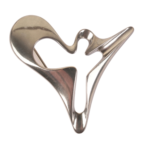 5 - GEORG JENSEN: A SILVER BROOCH designed by Henning Koppel, shape no. 324, of free form design, 4.2cm ... 