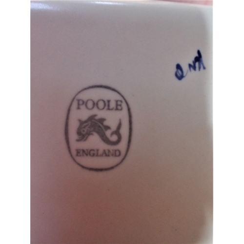 141 - POOLE POTTERY: A COLLECTION OF TRADITIONALLY PAINTED WARES including a table lamp, a large bowl, num... 