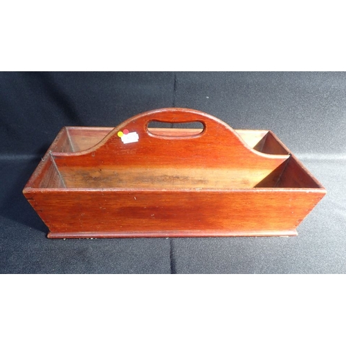 147 - A 19TH CENTURY MAHOGANY CUTLERY CARRIER