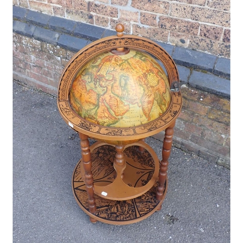 164 - A KITSCH TERRESTRIAL GLOBE DRINKS CABINET 95cm high