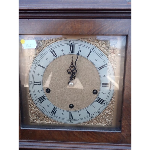 206 - A GEORGE III STYLE BRACKET CLOCK, WALNUT CASED WITH WESTMINSTER CHIME Enfield movement 26cm wide, wi... 