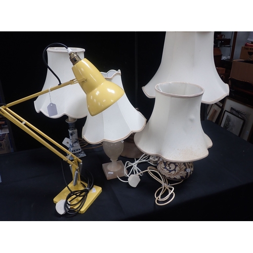 214 - A MODERN HERBERT TERRY ANGLEPOISE ELECTRIC TABLE LAMP with a collection of other table lamps and a s... 