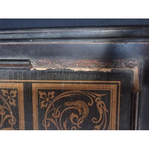 243 - AN EBONISED HUMIDOR, RENAISSANCE STYLE early 20th century, with printed Italianate panelling to the ... 