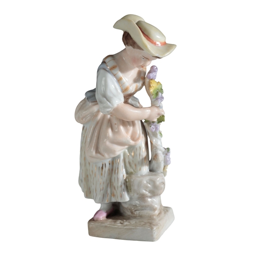 301 - A GROUP OF THREE DRESDEN FIGURES one stamped Meissen, two with engraved marks, largest 11cm high