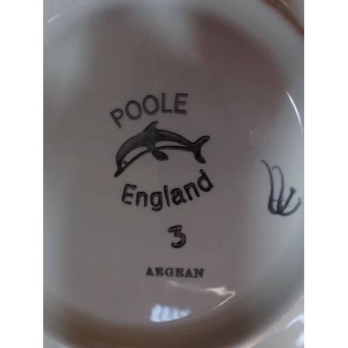 313 - POOLE POTTERY: TWO 'DELPHIS' DISHES AND ONE 'AEGEAN' 13.5cm and 20cm