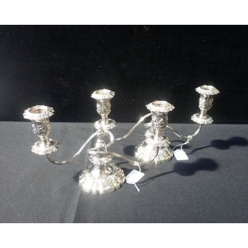 365 - A PAIR OF GORHAM MFG. CO. SILVER-PLATED CANDELABRA two-branch, with detachable nozzles