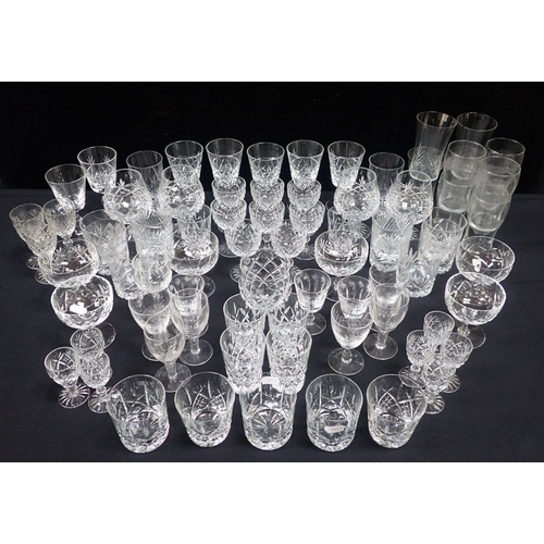 48 - A COLLECTION OF CUT GLASS DRINKING GLASSES Brierly and Scottish glass including whisky, water and wi... 