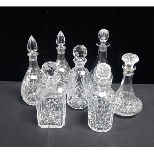 49 - A PAIR OF CUT GLASS DECANTERS and others (7) (one damaged)