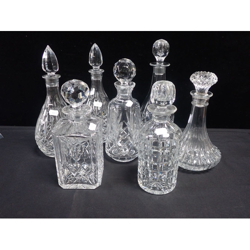 49 - A PAIR OF CUT GLASS DECANTERS and others (7) (one damaged)