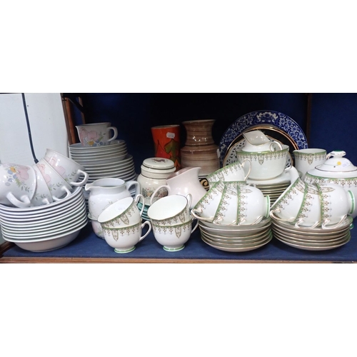 65 - POOLE POTTERY: A 'SHERBORNE' DINNER SERVICE a Royal Doulton 'Tivoli' tea service, a (damaged) Poole ... 