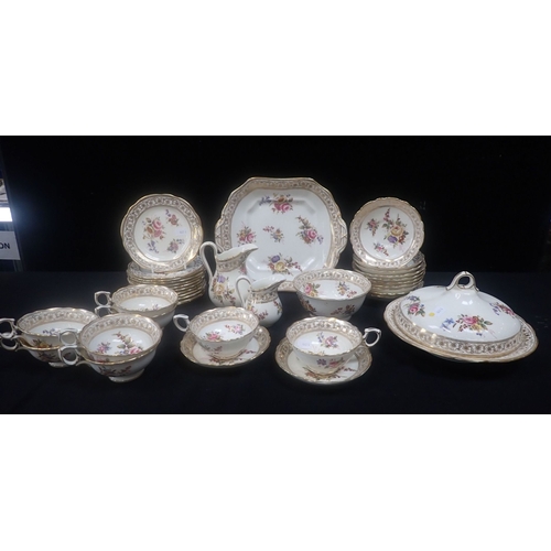 143 - A HAMMERSLEY & CO 'DRESDEN SPRAYS' PART TEA SERVICE Edwardian, originally 12 setting (some damaged o... 