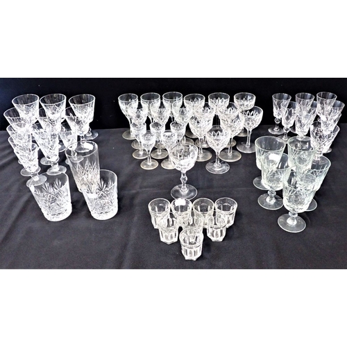 243 - A QUANTITY OF CUT WINE GLASSES and other glass ware