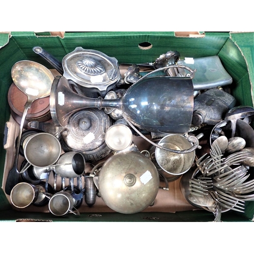 303 - A QUANTITY OF SILVER-PLATED WARE including trophy cups, and other items