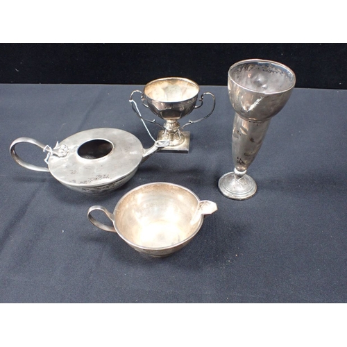 311 - A SILVER TEAPOT AND JUG (lid missing) together with a silver cup and another